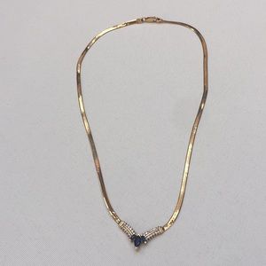 Gold, diamond & sapphire necklace